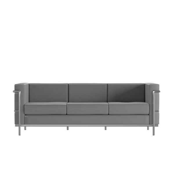 Flash Furniture Gray LeatherSoft Sofa with Double Bar Frame - ZB-REGAL-810-3-SOFA-GY-GG