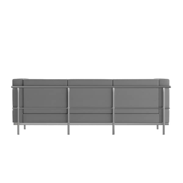 Flash Furniture Gray LeatherSoft Sofa with Double Bar Frame - ZB-REGAL-810-3-SOFA-GY-GG
