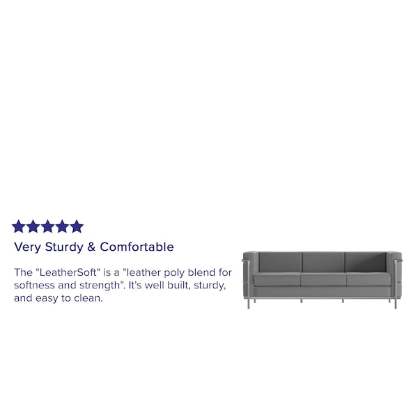 Flash Furniture Gray LeatherSoft Sofa with Double Bar Frame - ZB-REGAL-810-3-SOFA-GY-GG