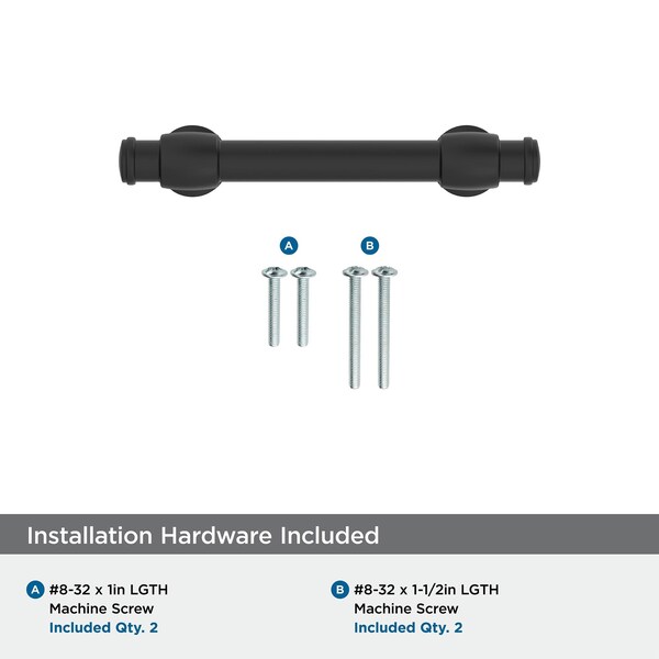 Amerock Winsome 3 inch 76mm Center-to-Center Matte Black Cabinet Pull - BP36770FB