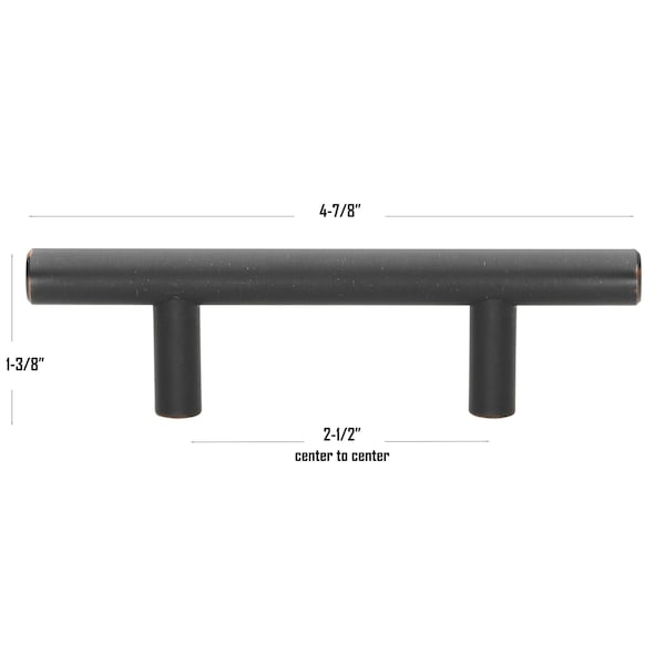 Gliderite Hardware 2-1/2 in. Center to Center Oil Rubbed Bronze Solid Steel Bar Pull - 5007-64-ORB, 5PK - 5007-64-ORB-5