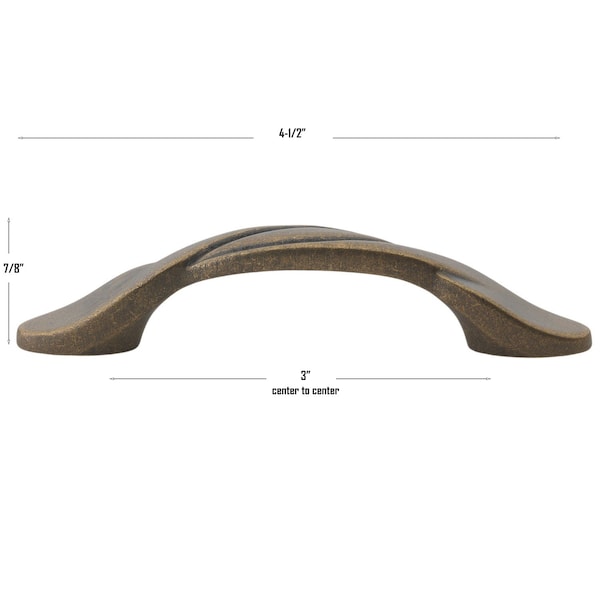 Gliderite Hardware 3 in. Classic Twisted Pull Cabinet Hardware Handle - 87340-AB, 5PK - 87340-AB-5