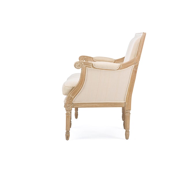 Baxton Studio Chavanon Wood & Light Beige Linen Traditional French Loveseat - 112-6025