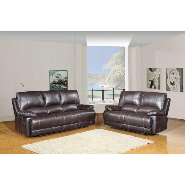 Homeroots 76 x 40 x 41 in. Modern Brown Leather Sofa & Loveseat - 343890