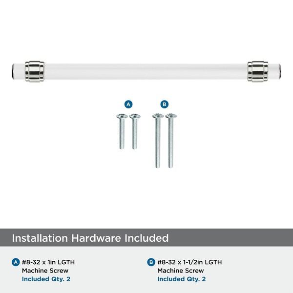Amerock Glacio 8 inch 203mm Center-to-Center Clear/Polished Chrome Cabinet Pull - BP36661C26
