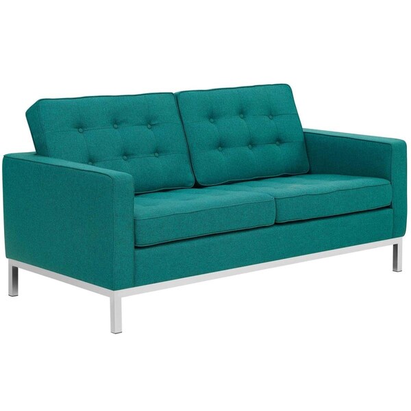 Modway Furniture Loft Upholstered Fabric Loveseat, Teal - EEI-2051-TEA
