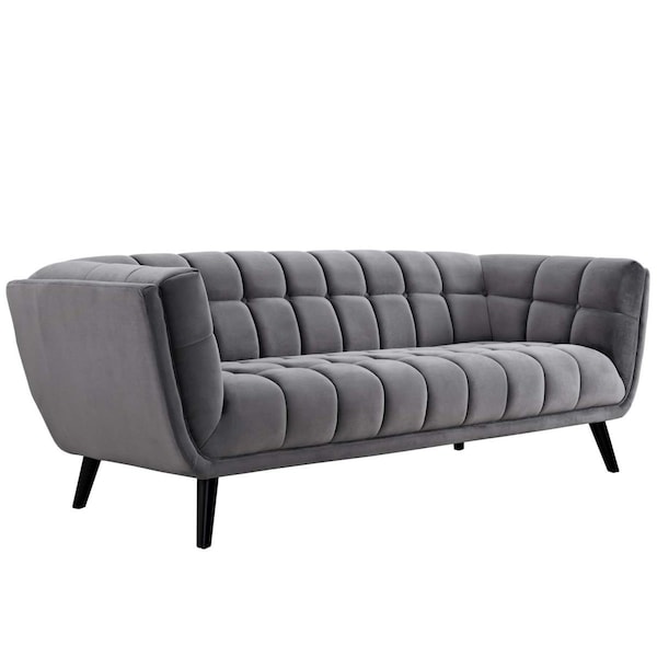 Modway Furniture 29.5 H x 86 W x 35.5 D in. Bestow Velvet Sofa, Gray - EEI-2731-GRY