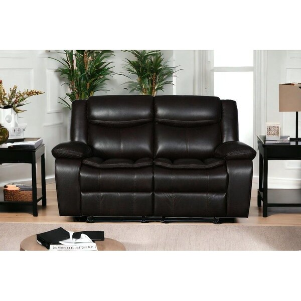 Homeroots Brown Loveseat 64 x 36 x 40 in. - 366305