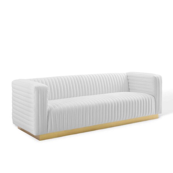 Modway Furniture Charisma Channel Tufted Performance Velvet Living Room Sofa White - EEI-3886-WHI