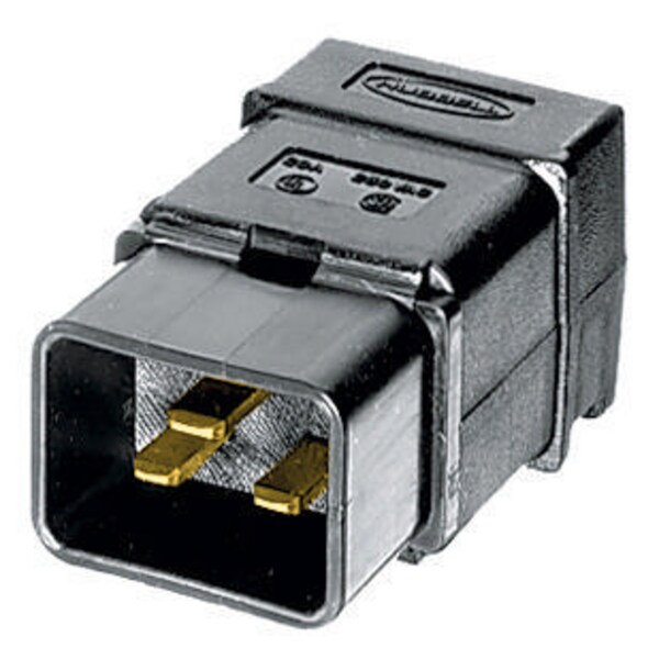 Hubbell Wiring Device-Kellems Straight Blade Devices, IEC 320 Devices, Male Plug, 16A 250V, International Rated, Pressure Screw Terminal, Black, Single Pack - H320P