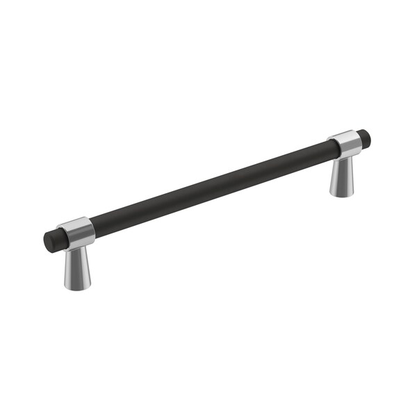 Amerock Mergence 6-5/16 in 160 mm Center-to-Center Polished Chrome/Matte Black Cabinet Pull - BP36860FB26