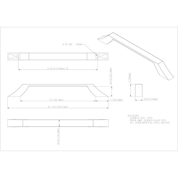 Jeffrey Alexander 160 mm Center-to-Center Brushed Pewter Square Royce Cabinet Pull - 798-160BNBDL