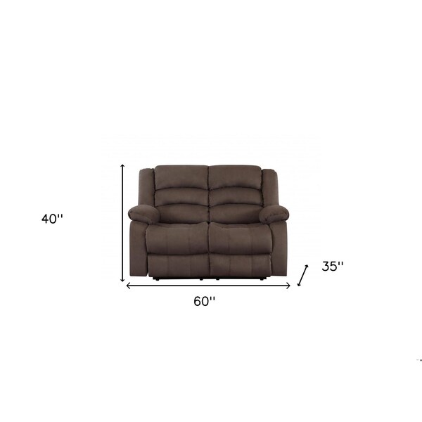 Homeroots 60 x 35 x 40 in. Modern Brown Leather Sofa & Loveseat - 343875