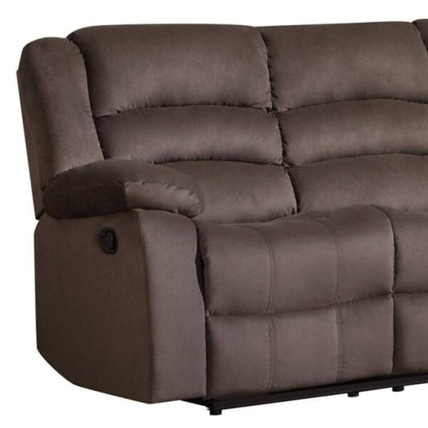 Homeroots 60 x 35 x 40 in. Modern Brown Leather Sofa & Loveseat - 343875
