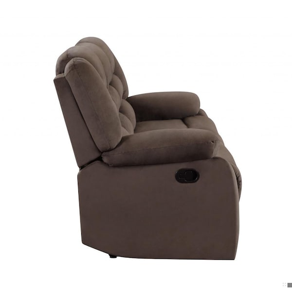 Homeroots 60 x 35 x 40 in. Modern Brown Leather Sofa & Loveseat - 343875