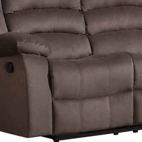 Homeroots 60 x 35 x 40 in. Modern Brown Leather Sofa & Loveseat - 343875