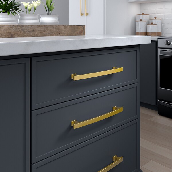 Richelieu 12-inch (305 mm) Center to Center Aurum Brushed Gold Transitional Cabinet Pull - BP525412158