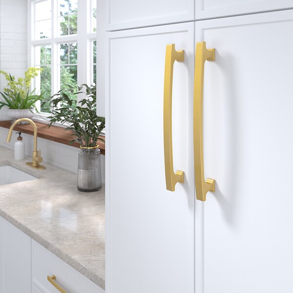 Richelieu 12-inch (305 mm) Center to Center Aurum Brushed Gold Transitional Cabinet Pull - BP525412158