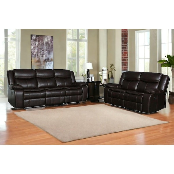 Homeroots Brown Sofa Loveseat 150 x 72 x 80 in. - 366307