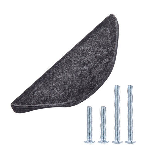 South Main Hardware Modern Finger Drawer Pull, 3.07" Length (1.26" Hole Center), Antique Silver, 10PK - SH277-AS-10