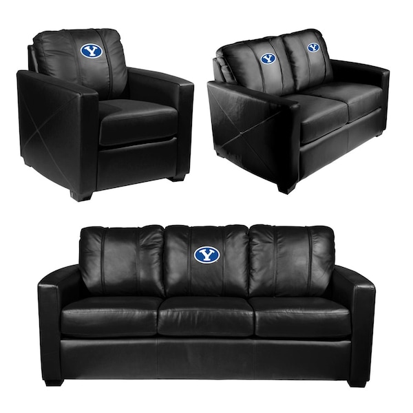 Dreamseat Silver Sofa with BYU Cougars Stretch Y Logo - XZ7759001SOCDBK-PSCOL13231