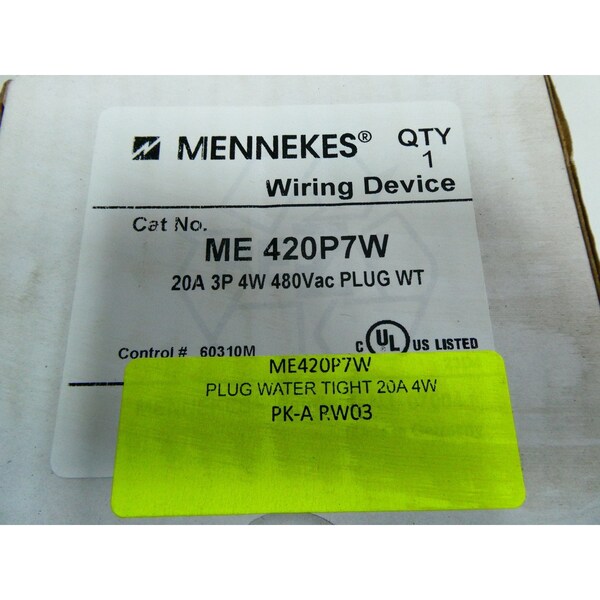 Mennekes 3P 4W 20A AMP 480V-AC PLUG - ME420P7W