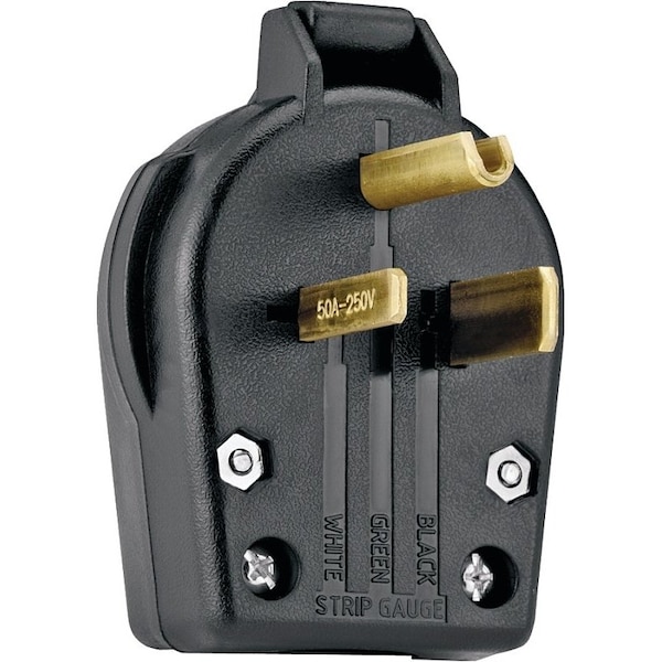 Eaton Wiring Devices Electrical Plug, 2 -Pole, 30/50 A, 250 V, NEMA: NEMA 6-30P, 6-50P, Black - S42-SP