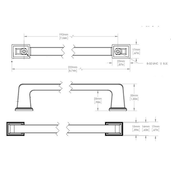 Richelieu 7 9/16-inch (192 mm) Center to Center Matte Black Traditional Cabinet Pull - BP8695192900