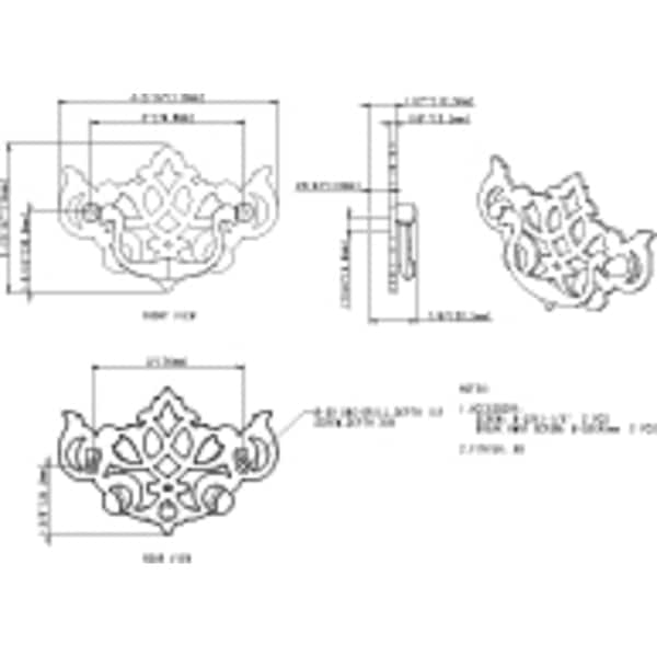 Elements By Hardware Resources 3" Center-to-Center Brushed Antique Brass Baroque Kingsport Cabinet Drop Pull - WP150-AB
