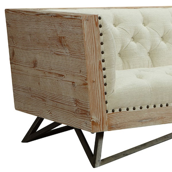 Armen Living Regis Cream Sofa With Pine Frame And Gunmetal Legs - LCRE3CR