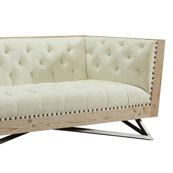Armen Living Regis Cream Sofa With Pine Frame And Gunmetal Legs - LCRE3CR
