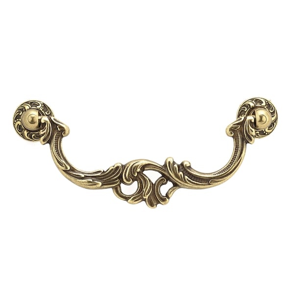 Richelieu 4-1/4 in. (108 mm) Center-to-Center Burnished Brass Traditional Pendant and Ring Pull - BP3004108BB
