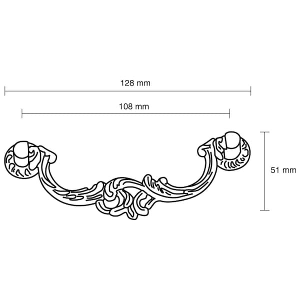 Richelieu 4-1/4 in. (108 mm) Center-to-Center Burnished Brass Traditional Pendant and Ring Pull - BP3004108BB