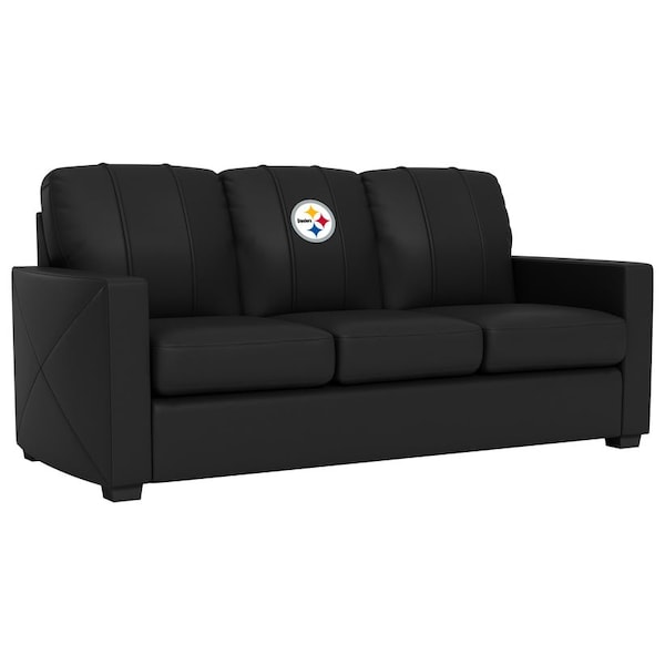 Dreamseat Silver Sofa with Pittsburgh Steelers Primary Logo - XZ7759001SOCDBK-PSNFL21040
