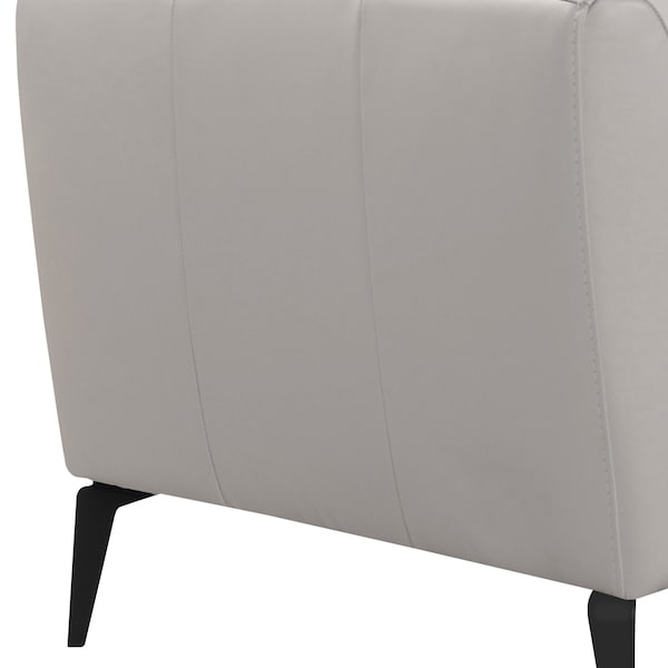 Armen Living Hope Contemporary Chair in Genuine Dove Gray Leather with Black Metal Legs - LCHP1GR