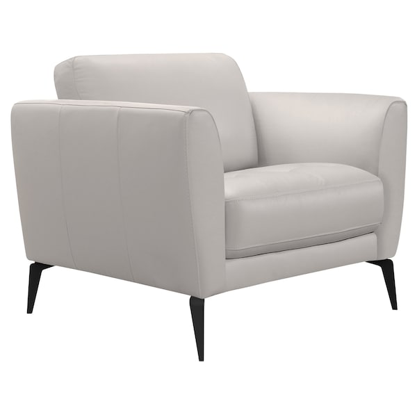 Armen Living Hope Contemporary Chair in Genuine Dove Gray Leather with Black Metal Legs - LCHP1GR