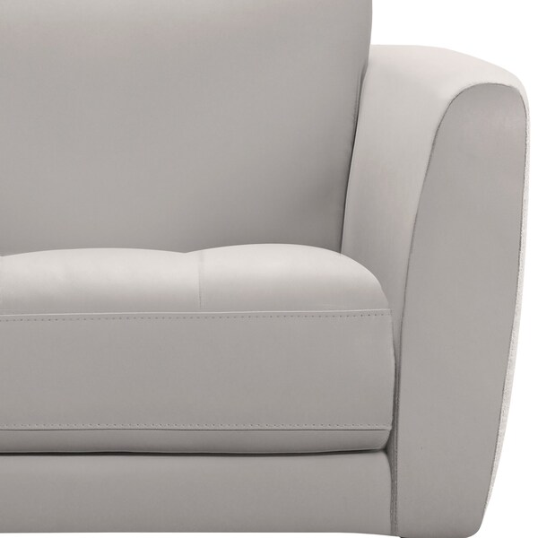 Armen Living Hope Contemporary Chair in Genuine Dove Gray Leather with Black Metal Legs - LCHP1GR