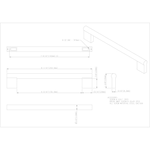 Elements By Hardware Resources 192 mm Center-to-Center Matte Black Knox Cabinet Bar Pull - 645-192MB