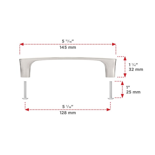 Richelieu 5 1/16-inch (128 mm) Center to Center Brushed Nickel Contemporary Cabinet Pull - BP7345128195