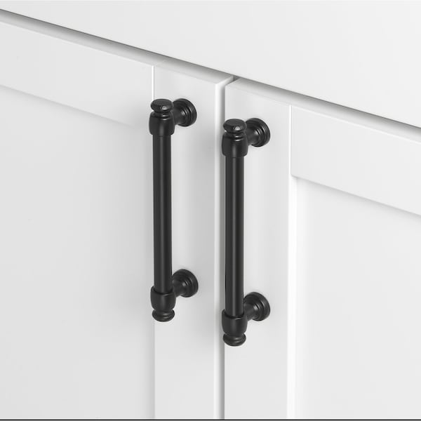 Gliderite Hardware 5-1/16 in. Center to Center Matte Black Classic Euro Bar Pull - 4361-128-MB, 5PK - 4361-128-MB-5