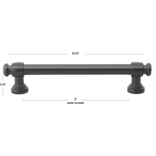 Gliderite Hardware 5-1/16 in. Center to Center Matte Black Classic Euro Bar Pull - 4361-128-MB, 5PK - 4361-128-MB-5
