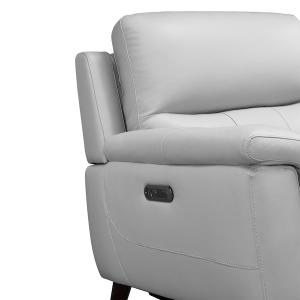 Armen Living Lizette Contemporary Chair in Dark Brown Wood Finish and Dove Gray Genuine Leather - LCLZ1DV