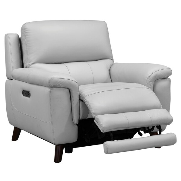 Armen Living Lizette Contemporary Chair in Dark Brown Wood Finish and Dove Gray Genuine Leather - LCLZ1DV