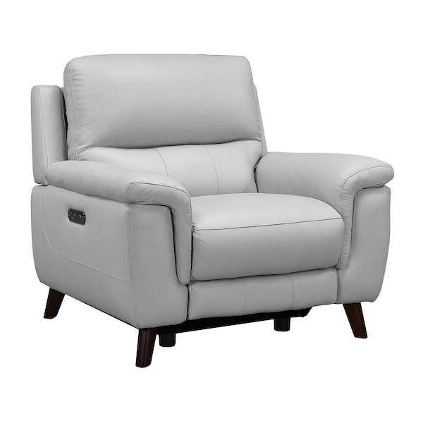 Armen Living Lizette Contemporary Chair in Dark Brown Wood Finish and Dove Gray Genuine Leather - LCLZ1DV