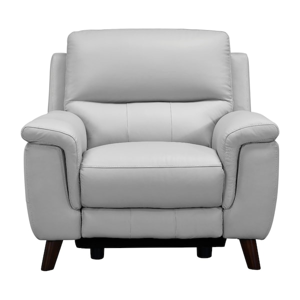 Armen Living Lizette Contemporary Chair in Dark Brown Wood Finish and Dove Gray Genuine Leather - LCLZ1DV