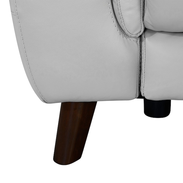 Armen Living Lizette Contemporary Chair in Dark Brown Wood Finish and Dove Gray Genuine Leather - LCLZ1DV