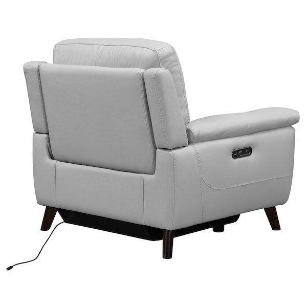 Armen Living Lizette Contemporary Chair in Dark Brown Wood Finish and Dove Gray Genuine Leather - LCLZ1DV