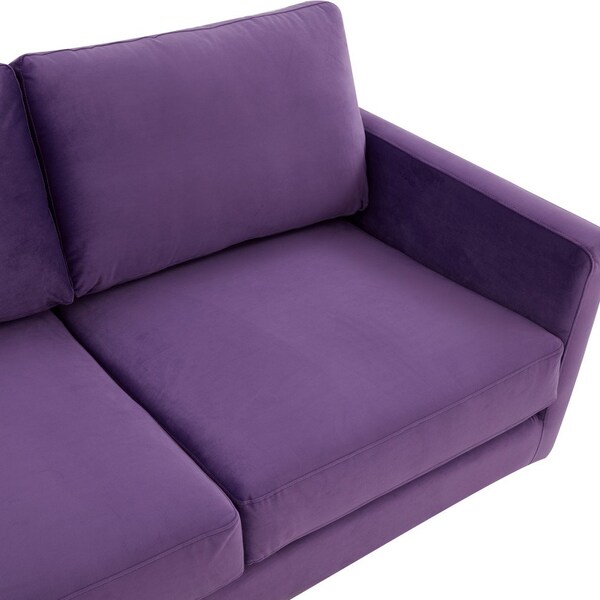 Leisuremod Lincoln Upholstered Velvet Sofa with Gold Frame, Purple - LA83PU