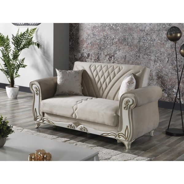 Kd Bufe 34 x 61 x 36 in. Asos Convertible Loveseat Sleeper, Khaki Beige - KD2989889