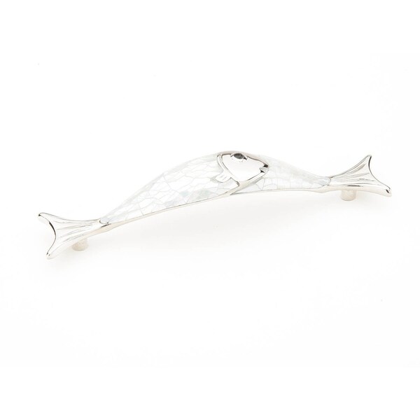 Schaub 4-1/2in Center to Center Mother of Pearl Fish Cabinet Pull Polished Nickel Finish - 850-MOP-PN
